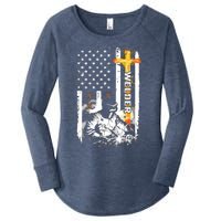 Welder American Flag Welding Fusing Material Funny Technical Women's Perfect Tri Tunic Long Sleeve Shirt