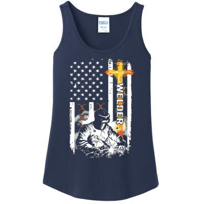 Welder American Flag Welding Fusing Material Funny Technical Ladies Essential Tank