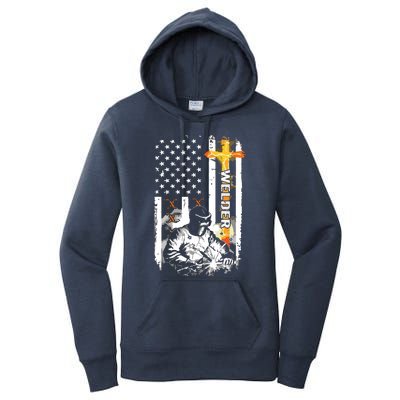 Welder American Flag Welding Fusing Material Funny Technical Women's Pullover Hoodie