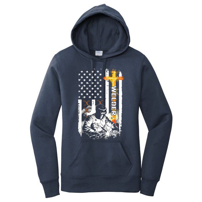 Welder American Flag Welding Fusing Material Funny Technical Women's Pullover Hoodie