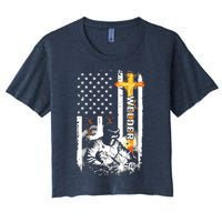 Welder American Flag Welding Fusing Material Funny Technical Women's Crop Top Tee