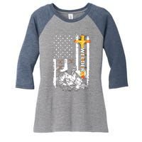 Welder American Flag Welding Fusing Material Funny Technical Women's Tri-Blend 3/4-Sleeve Raglan Shirt