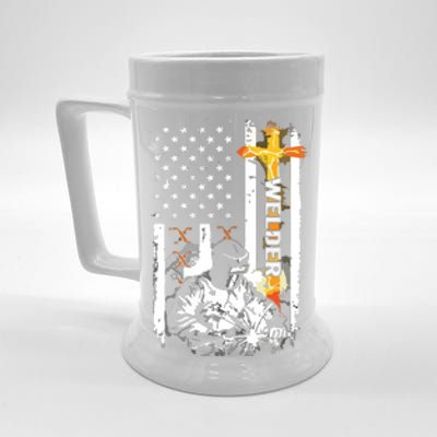 Welder American Flag Welding Fusing Material Funny Technical Beer Stein