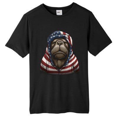 Walrus American Flag USA Tee 4th July Gifts Graphic Tees Tall Fusion ChromaSoft Performance T-Shirt