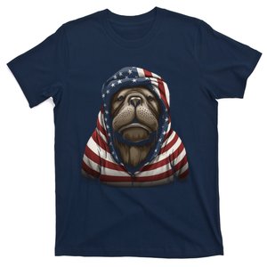 Walrus American Flag USA Tee 4th July Gifts Graphic Tees T-Shirt