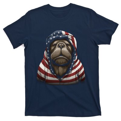 Walrus American Flag USA Tee 4th July Gifts Graphic Tees T-Shirt