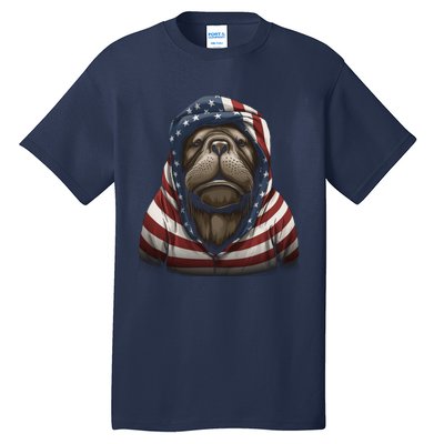 Walrus American Flag USA Tee 4th July Gifts Graphic Tees Tall T-Shirt