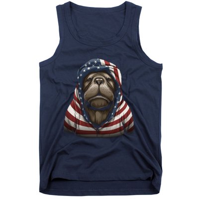 Walrus American Flag USA Tee 4th July Gifts Graphic Tees Tank Top