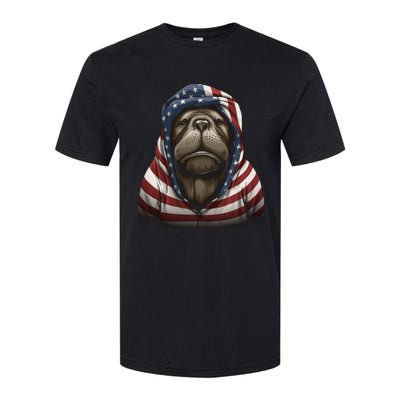 Walrus American Flag USA Tee 4th July Gifts Graphic Tees Softstyle CVC T-Shirt