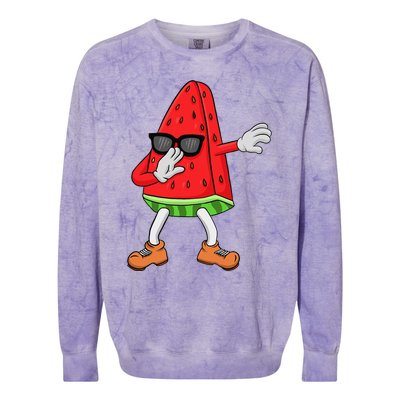 Watermelon Art For Dabbing Watermelon Wedge Lovers Colorblast Crewneck Sweatshirt