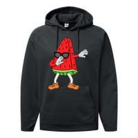 Watermelon Art For Dabbing Watermelon Wedge Lovers Performance Fleece Hoodie