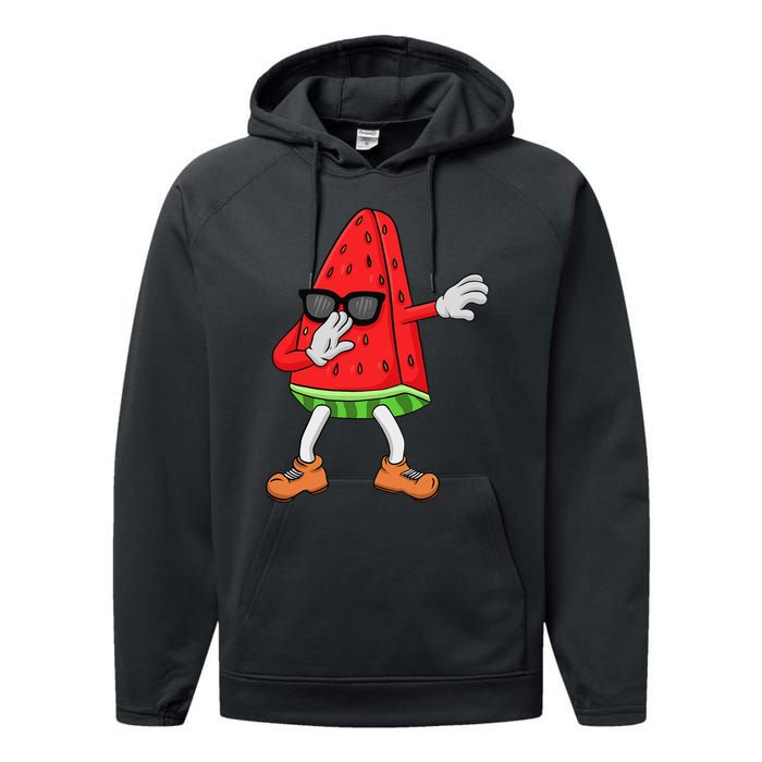 Watermelon Art For Dabbing Watermelon Wedge Lovers Performance Fleece Hoodie