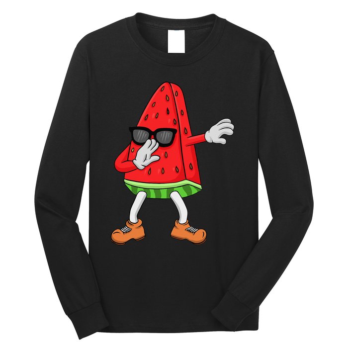 Watermelon Art For Dabbing Watermelon Wedge Lovers Long Sleeve Shirt