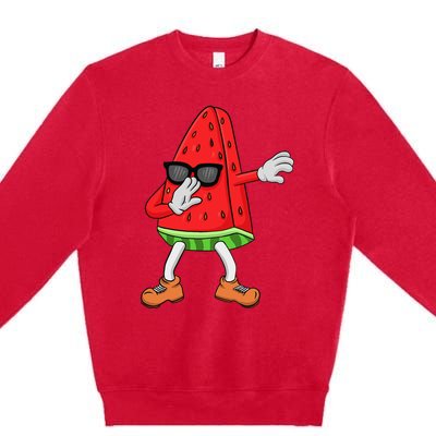 Watermelon Art For Dabbing Watermelon Wedge Lovers Premium Crewneck Sweatshirt