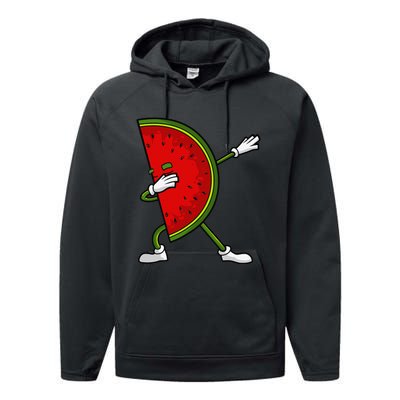 Watermelon Art For Dabbing Watermelon Wedge Lovers Performance Fleece Hoodie