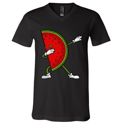 Watermelon Art For Dabbing Watermelon Wedge Lovers V-Neck T-Shirt