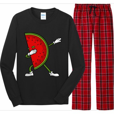 Watermelon Art For Dabbing Watermelon Wedge Lovers Long Sleeve Pajama Set