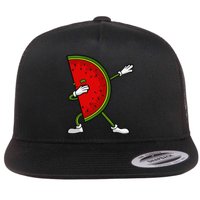 Watermelon Art For Dabbing Watermelon Wedge Lovers Flat Bill Trucker Hat