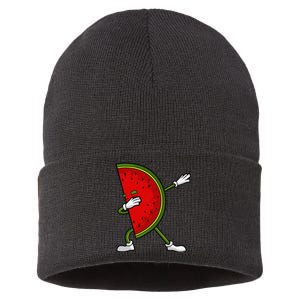 Watermelon Art For Dabbing Watermelon Wedge Lovers Sustainable Knit Beanie