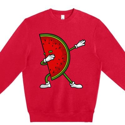 Watermelon Art For Dabbing Watermelon Wedge Lovers Premium Crewneck Sweatshirt