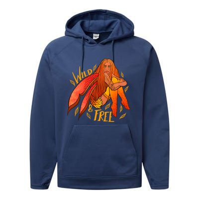 Wild And Free Autumn Fairy Druid Gift Performance Fleece Hoodie