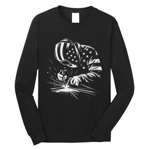 Welder American Flag Usa Patriotic Welding Welder Long Sleeve Shirt