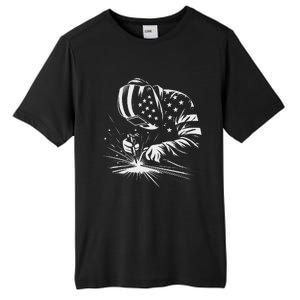 Welder American Flag Usa Patriotic Welding Welder Tall Fusion ChromaSoft Performance T-Shirt