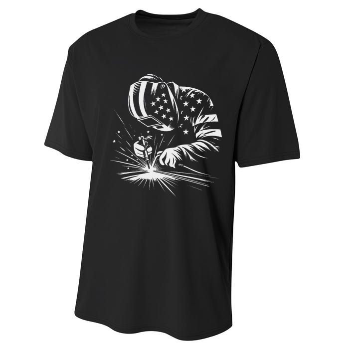 Welder American Flag Usa Patriotic Welding Welder Performance Sprint T-Shirt