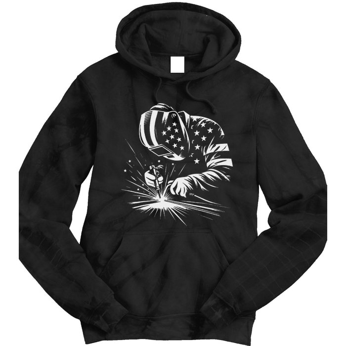 Welder American Flag Usa Patriotic Welding Welder Tie Dye Hoodie