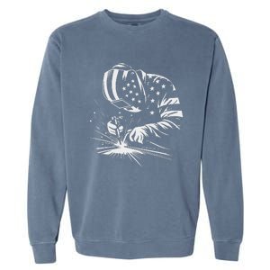 Welder American Flag Usa Patriotic Welding Welder Garment-Dyed Sweatshirt