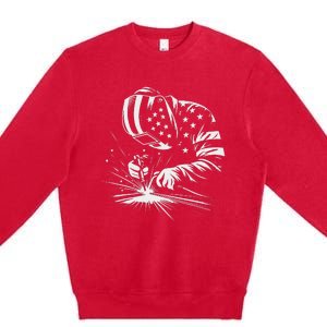 Welder American Flag Usa Patriotic Welding Welder Premium Crewneck Sweatshirt