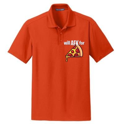 Will Afk For Pizza Funny Gamer Gift Dry Zone Grid Polo