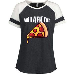 Will Afk For Pizza Funny Gamer Gift Enza Ladies Jersey Colorblock Tee