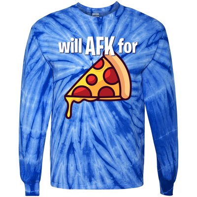 Will Afk For Pizza Funny Gamer Gift Tie-Dye Long Sleeve Shirt