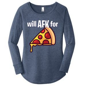 Will Afk For Pizza Funny Gamer Gift Women's Perfect Tri Tunic Long Sleeve Shirt