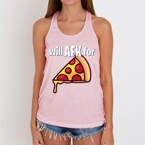 Will Afk For Pizza Funny Gamer Gift Women's Knotted Racerback Tank