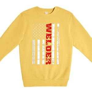 Welder American Flag USA Patriotic Weld Pipefitter Premium Crewneck Sweatshirt