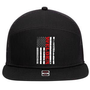 Welder American Flag USA Patriotic Weld Pipefitter 7 Panel Mesh Trucker Snapback Hat