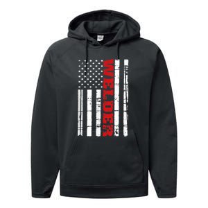 Welder American Flag USA Patriotic Weld Pipefitter Performance Fleece Hoodie