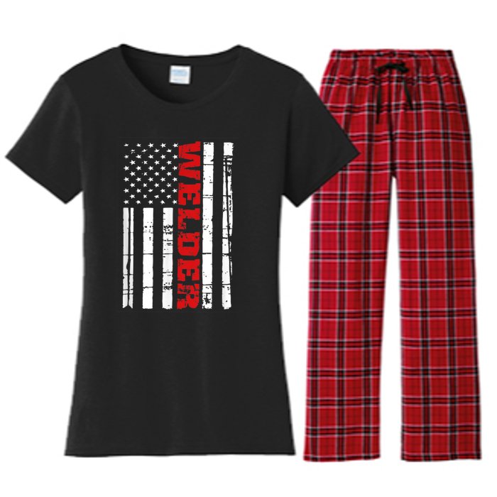 Welder American Flag USA Patriotic Weld Pipefitter Women's Flannel Pajama Set