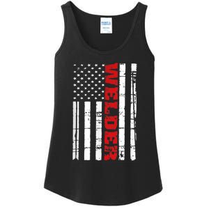 Welder American Flag USA Patriotic Weld Pipefitter Ladies Essential Tank