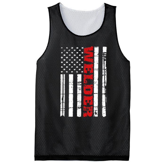 Welder American Flag USA Patriotic Weld Pipefitter Mesh Reversible Basketball Jersey Tank