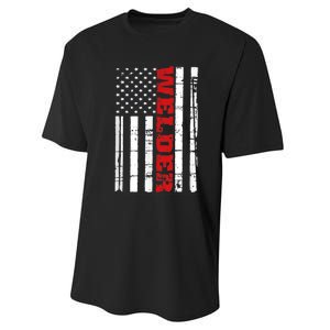 Welder American Flag USA Patriotic Weld Pipefitter Performance Sprint T-Shirt