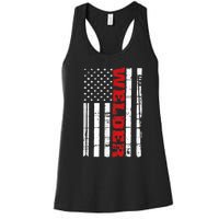 Welder American Flag USA Patriotic Weld Pipefitter Women's Racerback Tank