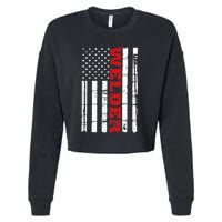 Welder American Flag USA Patriotic Weld Pipefitter Cropped Pullover Crew