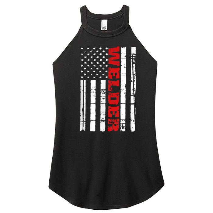 Welder American Flag USA Patriotic Weld Pipefitter Women's Perfect Tri Rocker Tank