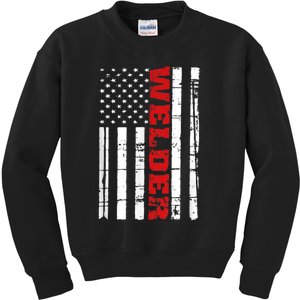 Welder American Flag USA Patriotic Weld Pipefitter Kids Sweatshirt