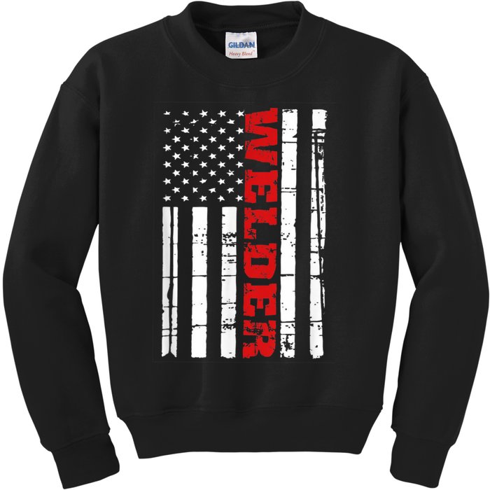 Welder American Flag USA Patriotic Weld Pipefitter Kids Sweatshirt