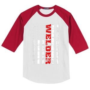 Welder American Flag USA Patriotic Weld Pipefitter Kids Colorblock Raglan Jersey