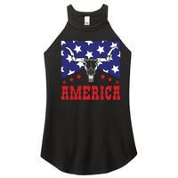 Western America Flag  Cowgirl Skull Wild West Women’s Perfect Tri Rocker Tank